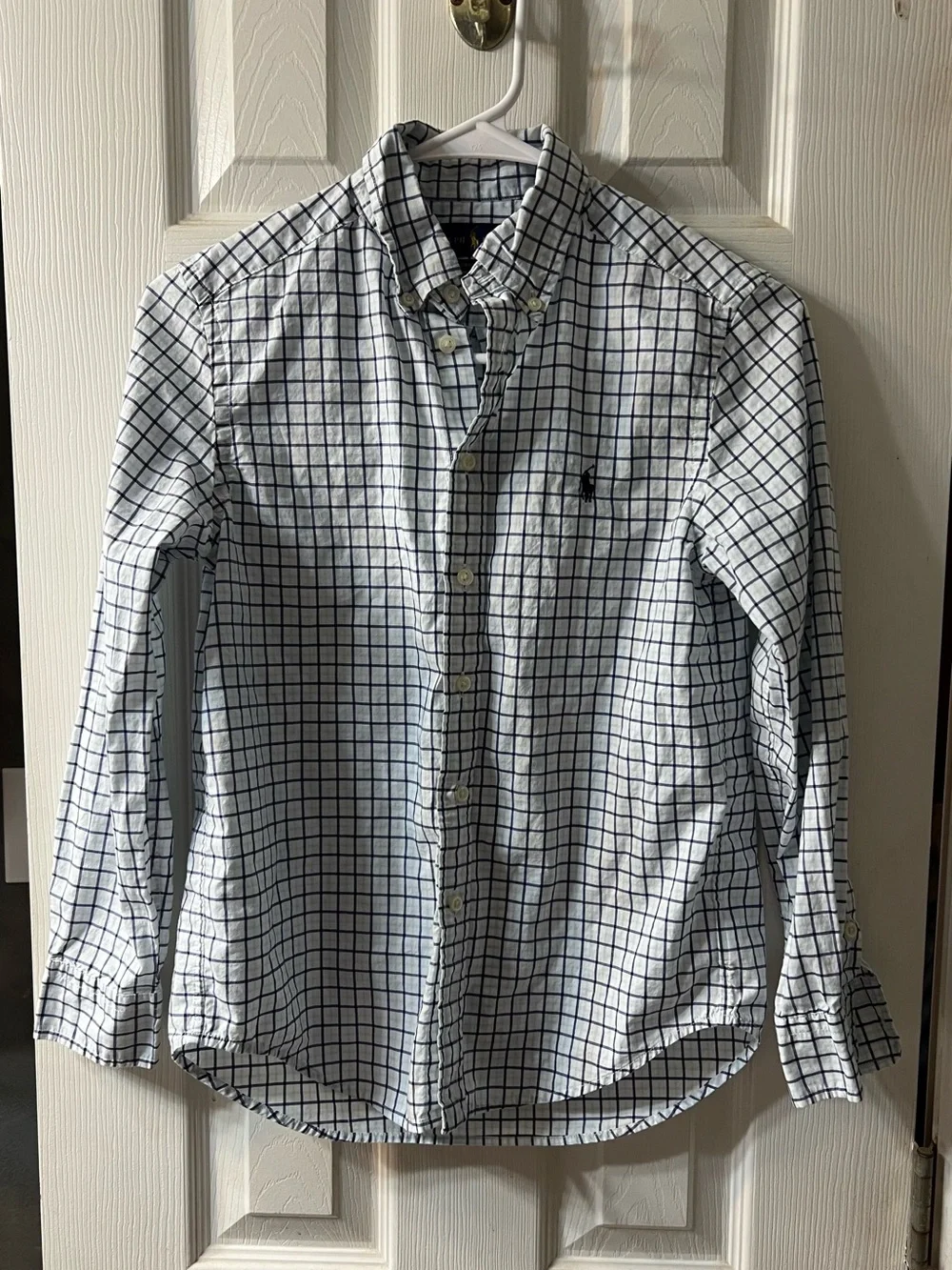 Ralph Lauren Boys Large 10/12 Blue Check Button-Down Shirt